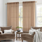 MIULEE Light Brown Linen Curtains 42x63 Inch 2 Panels - Image 2