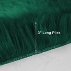 Emerald Green Faux Fur Sheepskin Round Rug 4x4 ft, Fluffy Shag Circle Rug | - Image 2