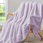 BEDELITE Ribbed Twin Blanket for Couch & Bed, Lavender Fog, Warm Yet Lightweight - Image 5