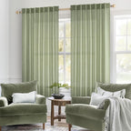 MIULEE Sage Green Linen Curtains 52x45 Inch 2 Panels - Image 2