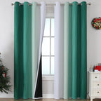 Green and Greyish White Blackout Curtains 52Wx90L 2 Panels | Ombre Curtains by ESTELARTEXTILER