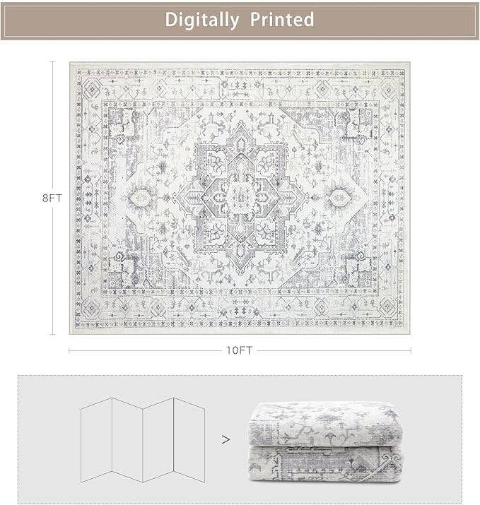 8x10 Washable Area Rugs for Living Room, Dining Room | Ultra Soft Faux Wool - Image 2