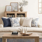 Set of 2 Decorative Floral Pillow Covers 18x18 Inch Light Blue | Neutral - Image 4