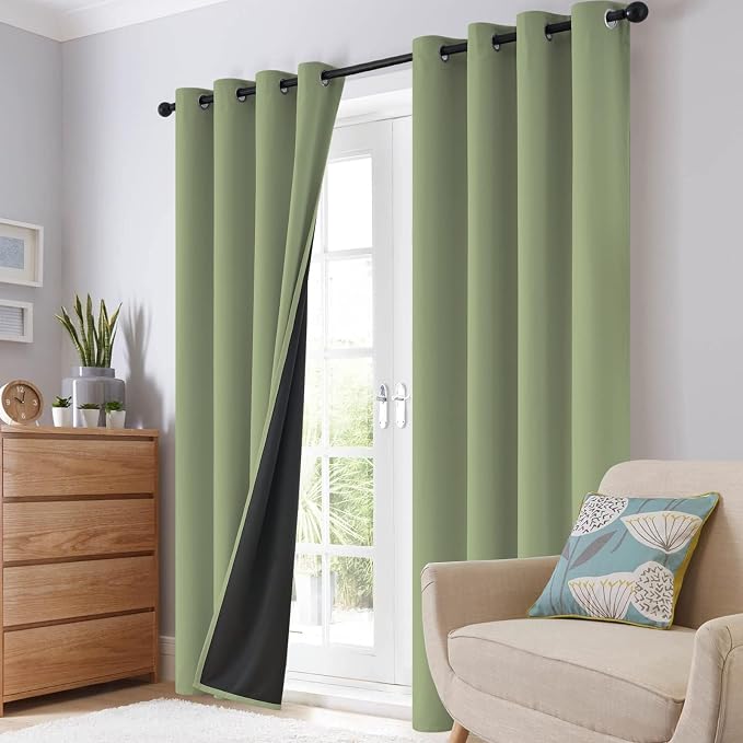 SimpleHome Sage 100% Blackout Curtains Room Darkening Living Room 54 Inch | - Image 8