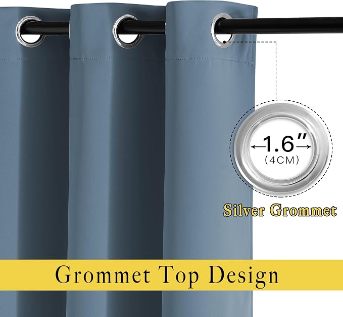 NICETOWN Smoky Blue Curtains for Girls Room - Image 2