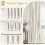 100% Blackout Linen Curtains for Bedroom 66 Inches Long Natural Cream Black Out - Image 6