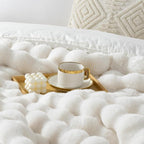 Luxury 1000GSM Rabbit Faux Fur Twin Blanket, Super Heavy Warm Cozy Beige Cream - Image 2
