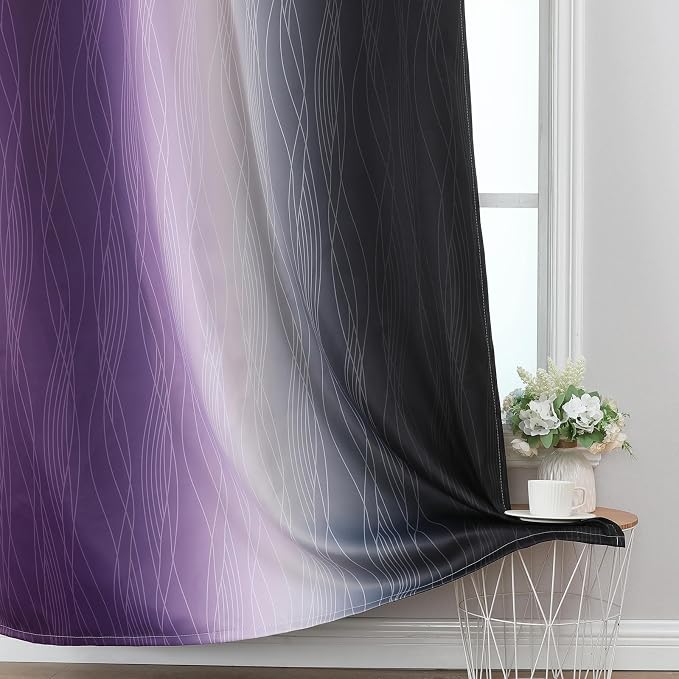Black and Purple Ombre Blackout Curtains 96 Inch Length | Room Darkening - Image 6