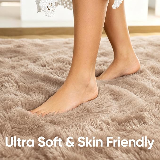 Noahas 2x6 Beige Fluffy Soft Runner Rug Non-Slip - Image 5
