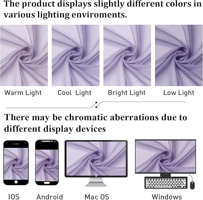 Lavender Sheer Curtains 96 Inches Long 2 Panels Set, Light Filtering Solid - Image 7