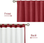 Red 100% Blackout Linen Curtains 84 Inch - Image 8