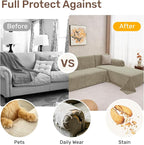2 Pieces Sectional Couch Covers L Shaped Cover XXL Quicksand | Thick Washable - Image 4