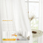 Light Filtering Ivory White Linen Curtains 45 Inches Long - Image 5