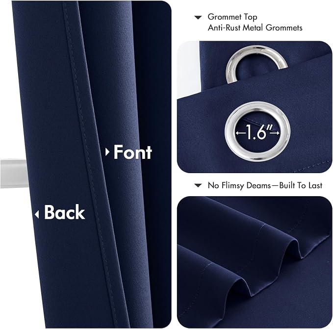MIULEE Blackout Curtains for Bedroom 2 Panels 40 x 45 Inch Long Navy Blue | - Image 4