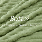 BEDELITE Striped Fleece Throw Blanket, Sage Green, Soft Cozy, Lightweight Warm - Image 4