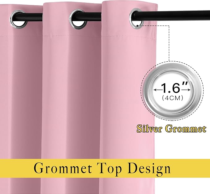 NICETOWN Rouge Pink Blackout Curtain Panel 63 inch Long - Image 4