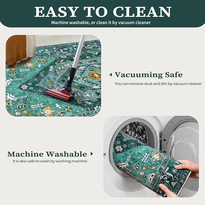 SERISSA 9x12 Washable Non Slip Boho Area Rug - Image 2