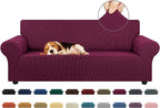 Stretch Couch Covers for Sofa, 3 Cushion Couch Slipcover, Wine | 1-Piece by KEKUOU