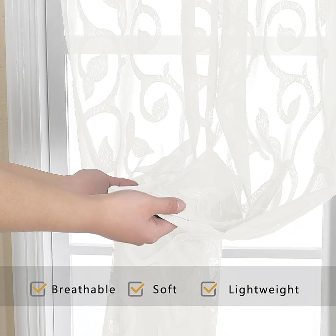 Furman Sheer Ivory Curtains 84 inches Long - Image 7