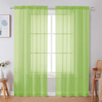 Simplebrand Lime Sheer Curtains 72 Inches Long 2 Panels - Image 3