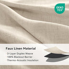 100% Blackout Linen Textured Curtains 96 Inch Long, Natural Flax | 100% - Image 4
