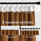 MIULEE Golden Brown Back Tab Blackout Curtains 52x63 Inches Long 2 Panels | Rod - Image 3
