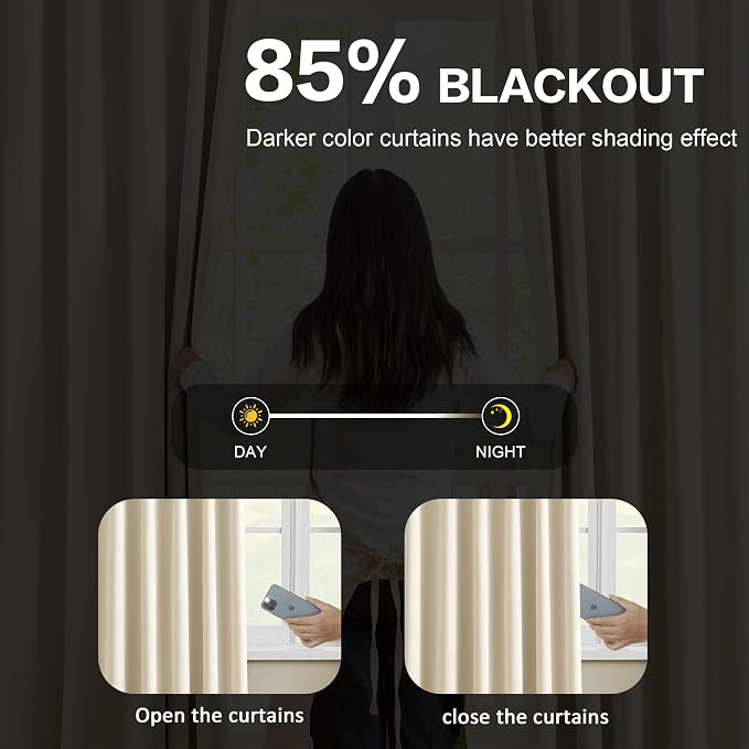 Large Pletaed Curtains 126 Inches Long, Extra Length Burg Heat&Cold Blocking - Image 3