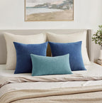 MIULEE Navy Blue Chenille Couch Euro Throw Pillow Covers, 22x22 | Set of 2 - Image 9