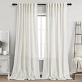 Extra Long Beige White Curtains 105 Inch Long 2 Panels by Nanspring