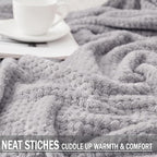 Exclusivo Mezcla Soft Waffle Fleece Bed Blanket Queen Size, Light Gray | - Image 5