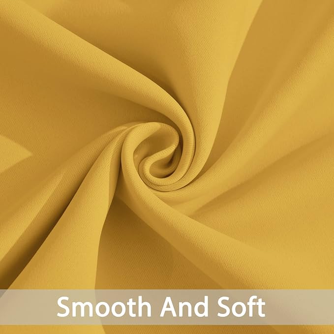 Yakamok Mustard Yellow Room Darkening Curtains 84 inch Sliding Door Drapes | 1 - Image 5