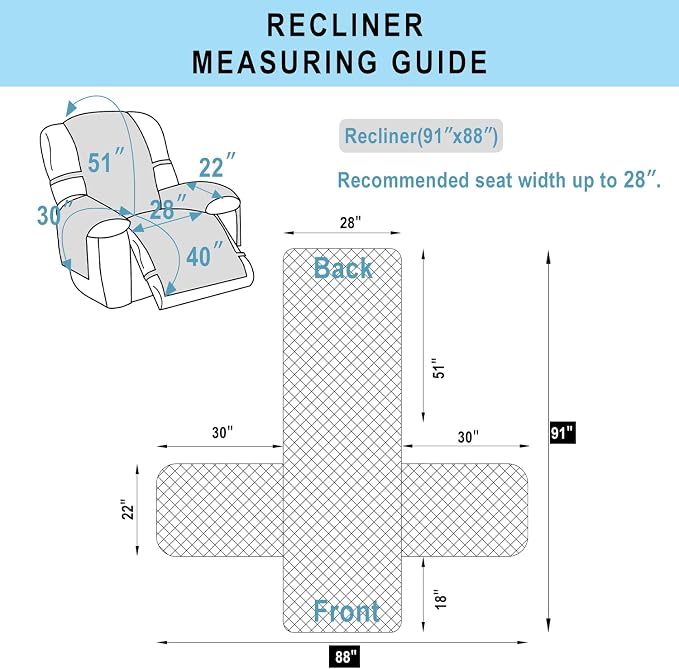 Reversible Chair Covers for Recliner Oversized, Chocolate | Recliner Oversized - Image 3