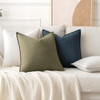MIULEE Decorative Linen Pillow Covers 20x20 Inch Light Olive Green | Boho - Image 4