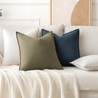 MIULEE Set of 2 Linen Pillow Covers 18x18 Inch Cream White | Boho Farmhouse​ - Image 4