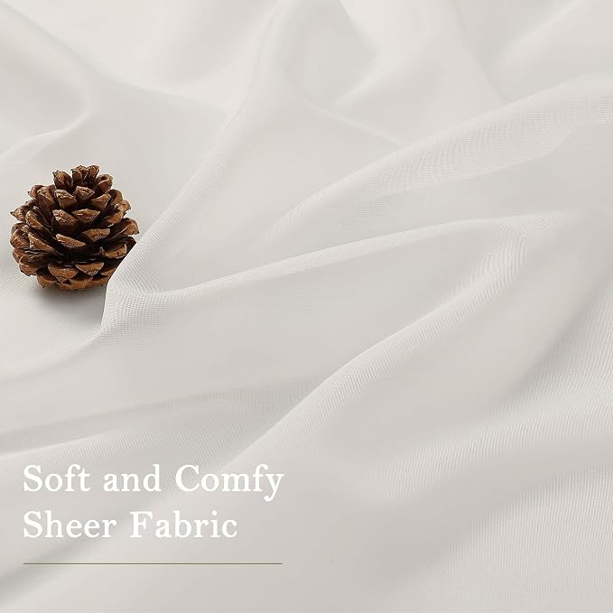 Ivory Sheer Curtains 108 Inches Long 2 Panels, Solid Airy Voile Extra Wide - Image 8