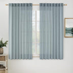 MIULEE Dusty Blue Linen Curtains 42x63 Inch 2 Panel by MIULEE