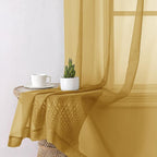 Gold Sheer Curtains 63 Inch Length 2 Panels, Airy Light Filtering Voile Curtain - Image 3