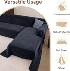 2 Pieces Sectional Couch Covers L Shaped Cover XXL Navy Blue | Thick Washable - Image 6