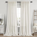 Cream Linen Curtains 110 Inches Long 2 Panels Set by Nanspring