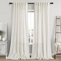 Cream Linen Curtains 103 Inches Long 2 Panels Set by Nanspring