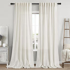 Cream Linen Curtains 103 Inches Long 2 Panels Set by Nanspring