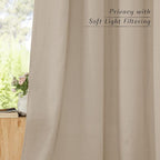 NICETOWN Taupe Linen Kitchen Curtains 36 inch Length, Decorative Thick Flax - Image 7