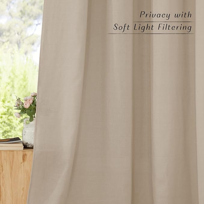 NICETOWN Rustic Linen 96 inch Long Curtains - Image 7