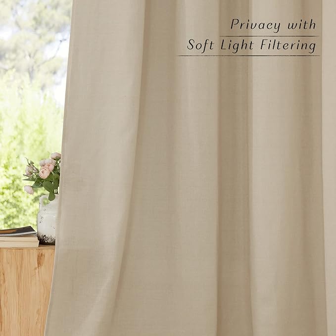 NICETOWN Rustic Linen 96 inch Long Curtains - Image 5
