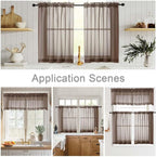 Kitchen Curtains 24 Inch Length Tier 2 Pieces, Chocolate Sheer Curtain Solid - Image 6