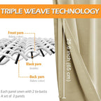 Blackout Curtains for Bedroom, Light Beige, 52 x 84 Inch, 2 Panels | Thermal - Image 3