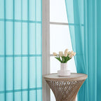 Turquoise Sheer Curtains 63 Inches Long 2 Panels Set, Light Filtering Sheer - Image 3