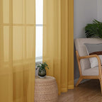 Chyhomenyc Sheer Gold Curtains 90 inches Long 2 Panels, Light Filtering Soft - Image 8