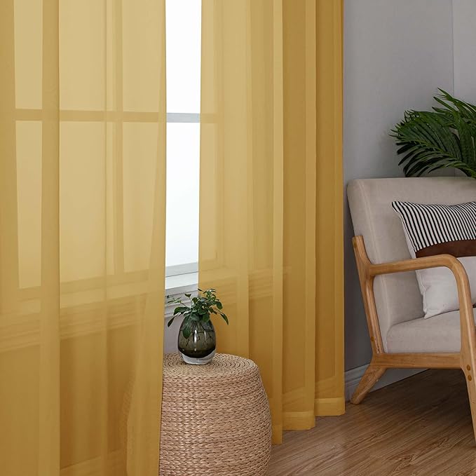 Chyhomenyc Sheer Curtains 63 Inch Length 2 Panels, Soft Airy, Rod Pocket - Image 4