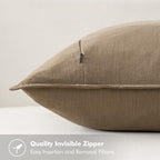 MIULEE Decorative Linen Lumbar Pillow Covers 12x20 Inch Khaki | Boho Farmhouse​ - Image 3